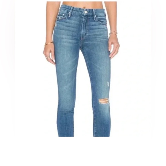 MOTHER High Waisted Looker Crop Wash Let's Kick It Denim Jeans 27 - Picture 1 of 14
